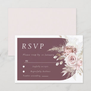 Trendy Berry Blush Ivory Boho Arch Wedding RSVP Card