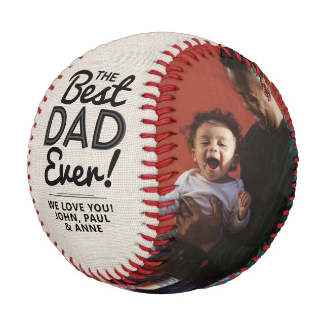 Trendy Best Dad Ever Photo Collage Father`s Day Baseball (Angled)