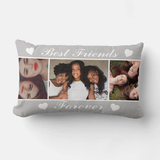 Trendy Best Friends Forever 3 Photos Collage  Lumbar Pillow (Front)