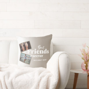 Trendy Best Friends Forever Photo Throw Pillow