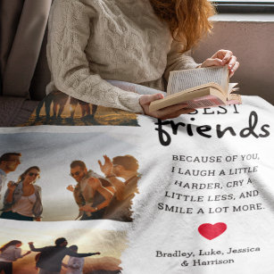 Trendy Best Friends Photo Collage & Quote Fleece Blanket