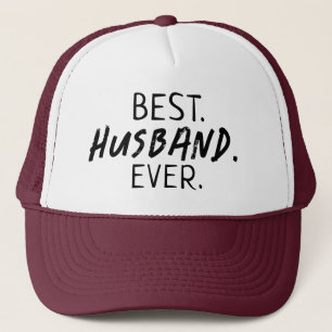 TRENDY BEST HUSBAND EVER BLACK TYPOGRAPHY TRUCKER HAT