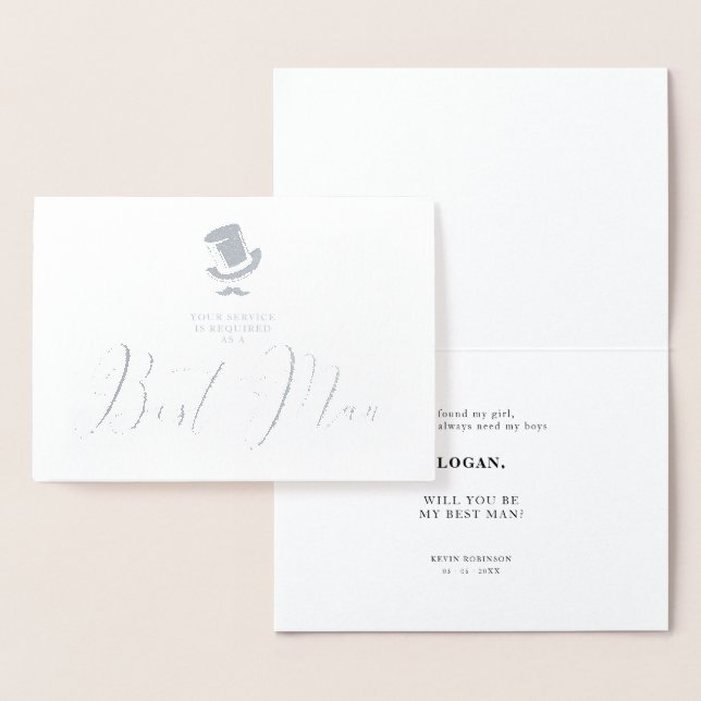 Trendy Best Man Funny Wedding Minimalist  Foil Card (Display)