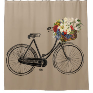 Trendy bicycle flower bike taupe Shower curtain
