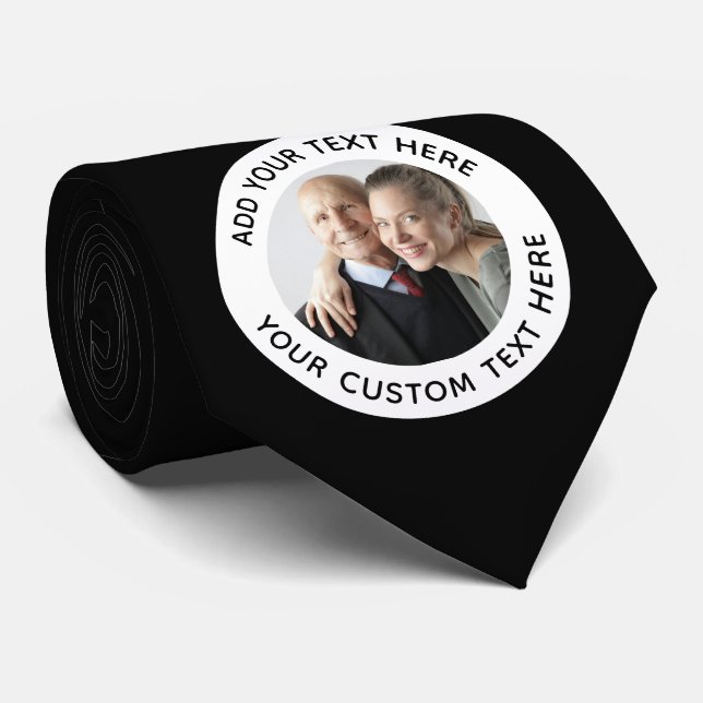 Trendy Birthday Holiday Gift Custom Photo Text Tie (Rolled)