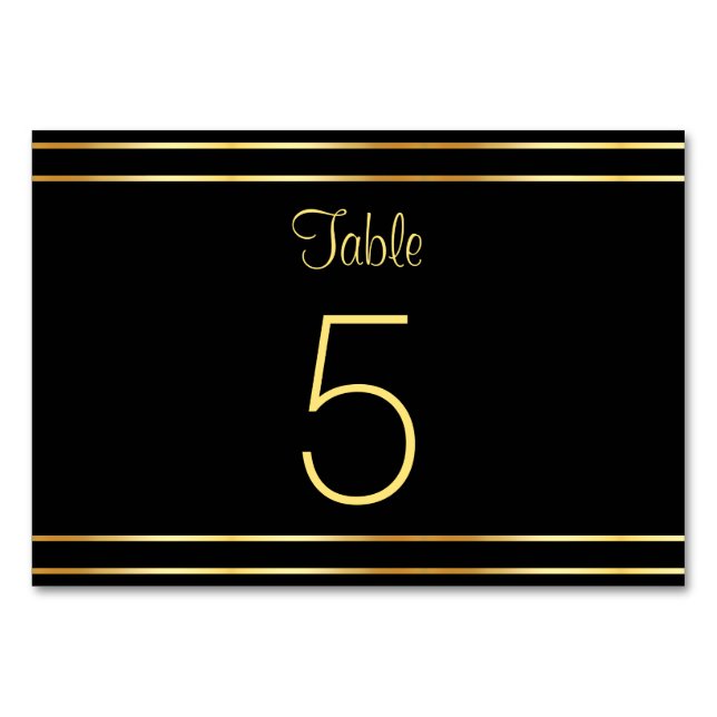 Trendy Black And Gold Modern Glamourous Template Table Number (Back)