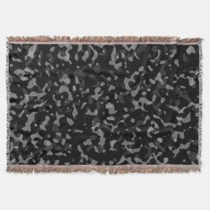 Trendy Black and Grey Camouflage Pattern Throw Blanket