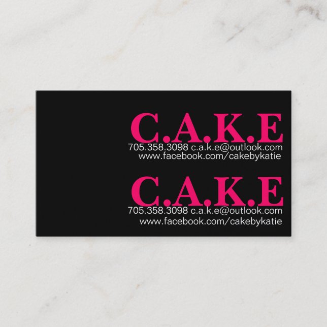 Trendy Black and hot pink cupcake business card (Front)