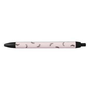 Trendy Black and Pink Lashes Pattern Ink Pen