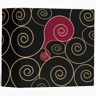 Trendy Black and Red Curly binder
