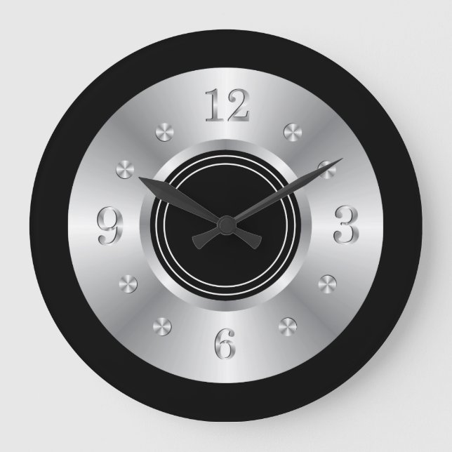 Trendy Black And Silver Large Clock (Front)