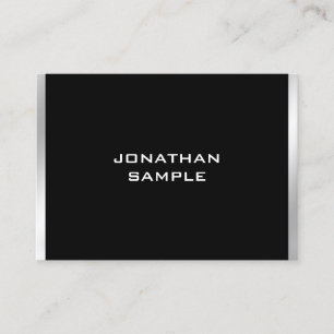 Trendy Black And Silver Modern Minimalist Design Business Card