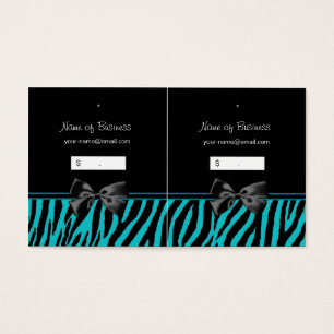 Trendy Black And Teal Zebra Print Hang Tags