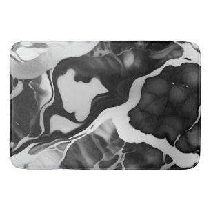 Trendy Black and white faux marble Bath Mat