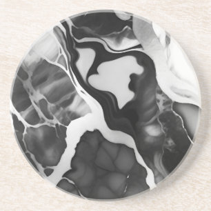 Trendy Black and white faux marble Coaster