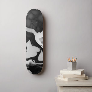 Trendy Black and white faux marble Skateboard