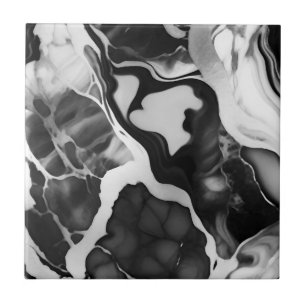 Trendy Black and white faux marble Tile