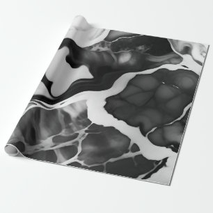 Trendy Black and white faux marble Wrapping Paper