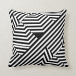 Trendy Black and White Geometric Stripes Pattern Throw Pillow<br><div class="desc">Add fashion and flair to your personal style with this trendy and bold black and white geometric stripes pattern pillow. This graphic modern and stylish design with triangles and chevron zigzag blocks is perfect home decor for the girly girl.</div>