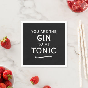 Trendy black and white gin tonic cocktails party napkin