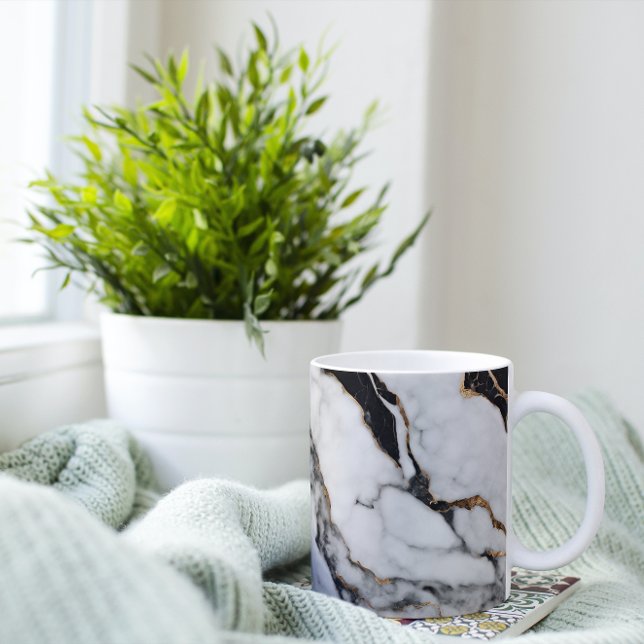 Trendy Black and White Gold Marble Coffee Mug (Creator Uploaded)