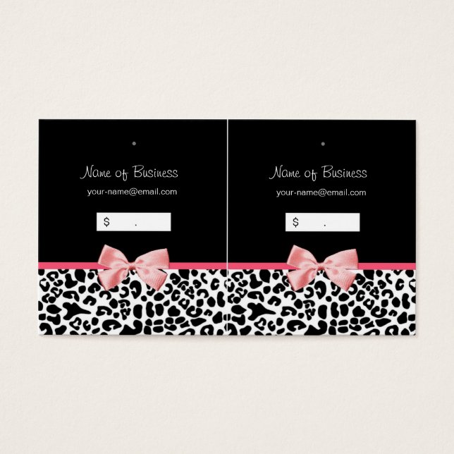 Trendy Black And White Leopard Pink Hang Tag (Front)