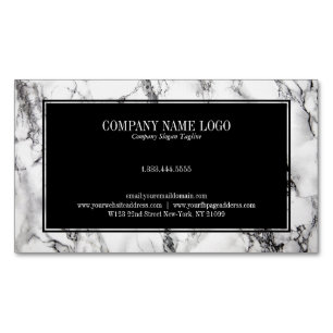 Trendy Black And White Marble Stone Pattern Magnetic Business Card