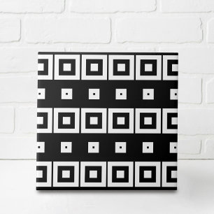 Trendy Black and White Op Art Geometric Pattern Tile
