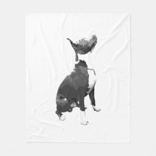 Trendy black and white Pit Bull dog Fleece Blanket