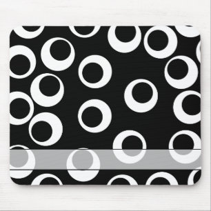 Trendy black and white retro design. Custom Mouse Pad