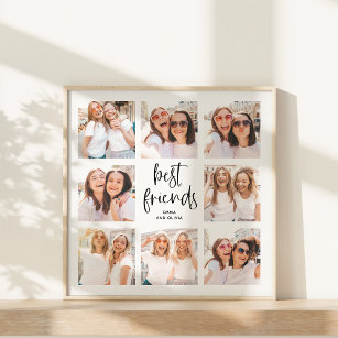 Trendy Black and White Script   Best Friends Photo Poster