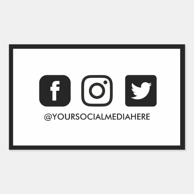 Trendy Black and White Social Media Sticker (Front)