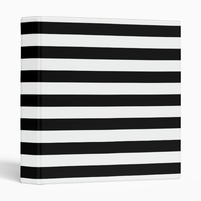 Trendy Black and White Wide Horizontal Stripes Binder (Front/Spine)