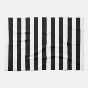 Trendy Black and White Wide Horizontal Stripes Kitchen Towel