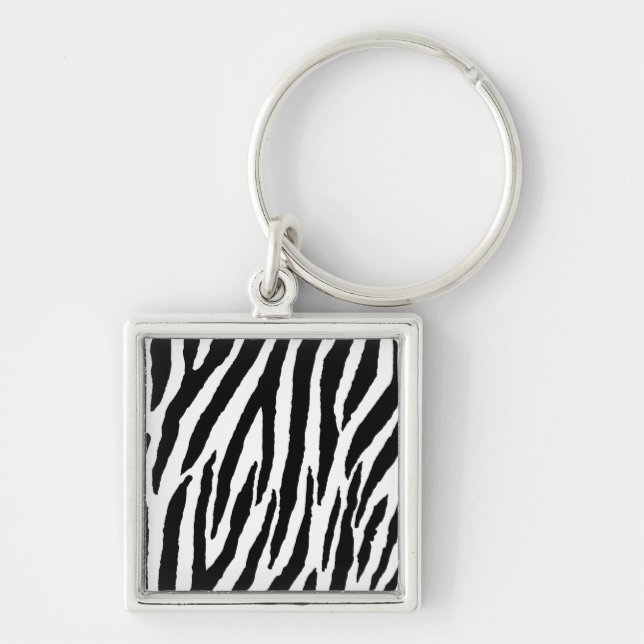 Trendy Black And White Zebra Pattern Keychain (Front)