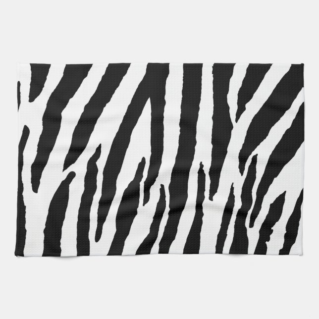 Trendy Black And White Zebra Pattern Kitchen Towel (Horizontal)
