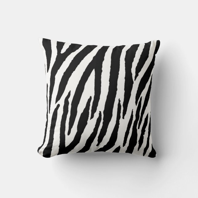 Trendy Black And White Zebra Pattern Throw Pillow (Front)