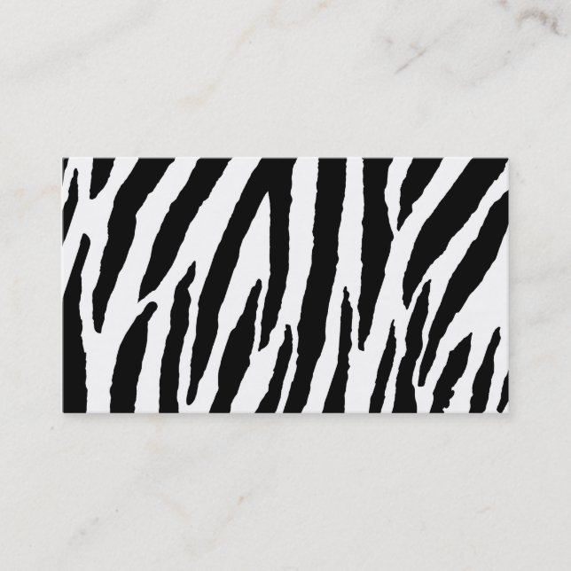 Trendy Black And White Zebra With Business Name Business Card (Front)