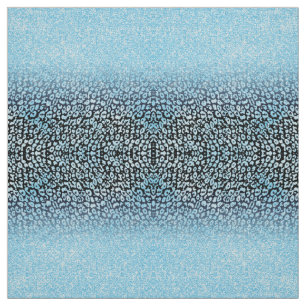 Trendy Black & Blue Glitter Ombre Leopard Print Fabric