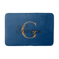 Trendy Black Blue Gold Stylish Monogram