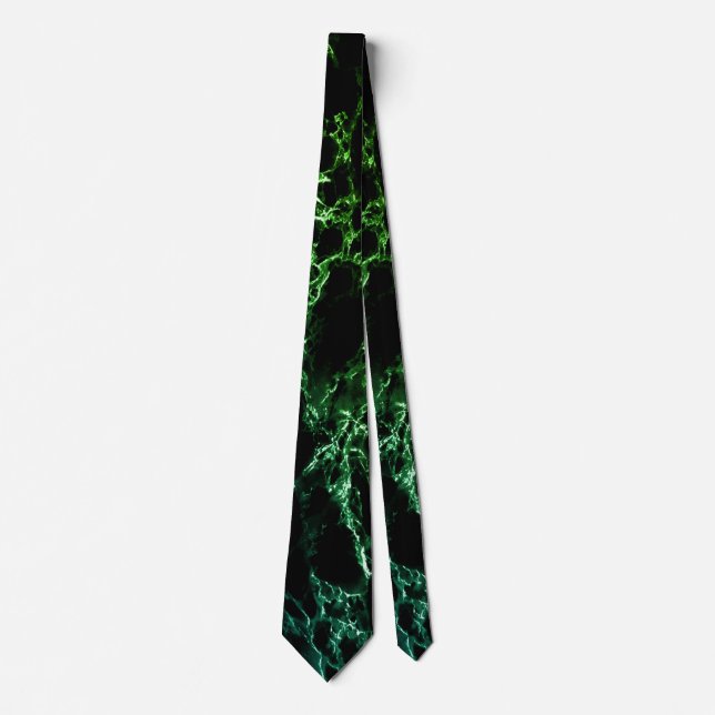 Trendy Black & Blue Green Neon Marble Stone - Cool Tie (Front)
