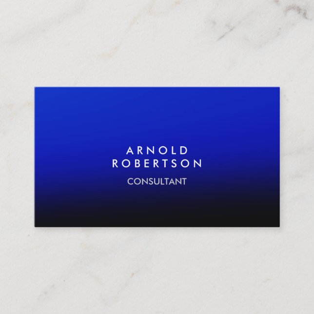 Trendy Black Blue Modern Stylish Business Card (Front)