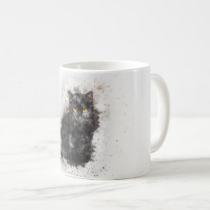 Trendy Black Cat Distressed Image Coffee Mug