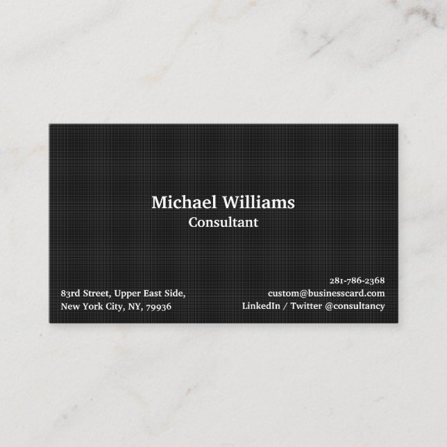 Trendy Black Checks Lines Pattern Modern Elegant Business Card (Front)