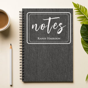 Trendy Black Denim and White Classic Spiral Notebook