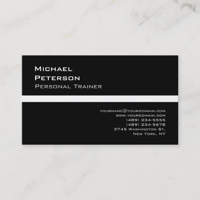 Trendy Black Fitness Sport Business Card (Front)