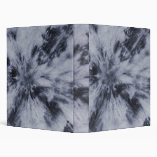 Trendy Black Flame Grey Monochromatic Tie Dye Binder