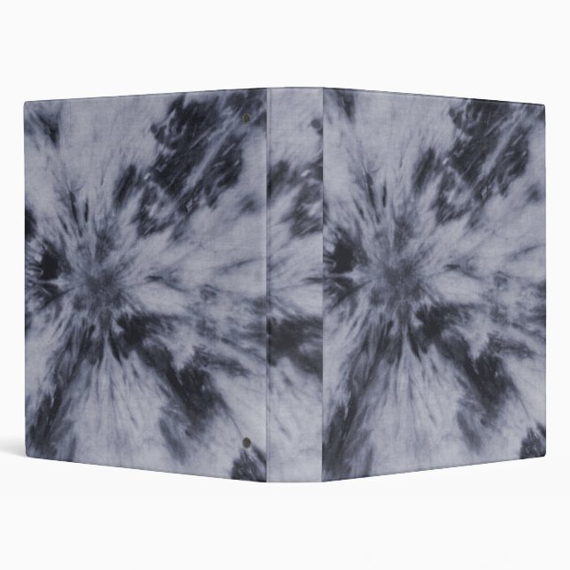 Trendy Black Flame Grey Monochromatic Tie Dye Binder (Background)