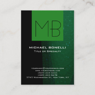 Trendy black forest green pattern business card