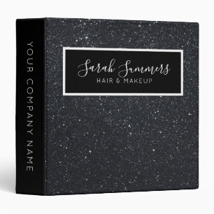 Trendy Black Glitter Stylish Sparkles Girly Chic Binder